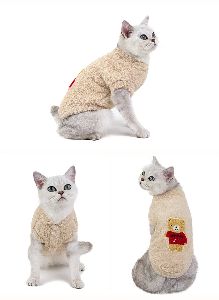 Winter Pet Cat Clothes Soft Coral Fleece Clothing