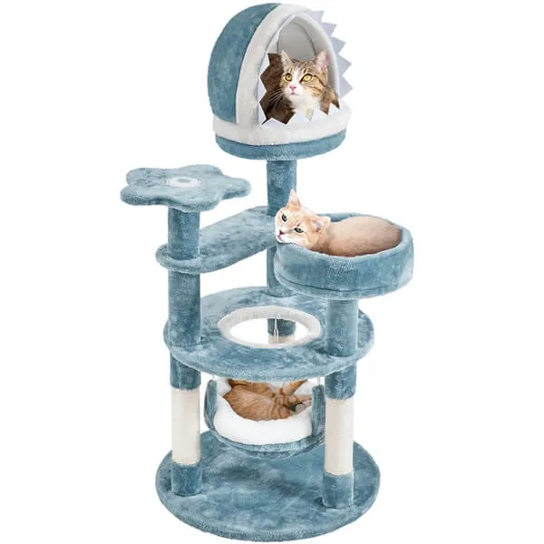 Yaheetech 45.5in Ocean-Themed Cat Tree Multi-Level Cat Tower