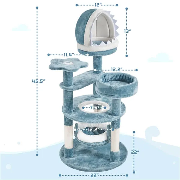 Yaheetech 45.5in Ocean-Themed Cat Tree Multi-Level Cat Tower